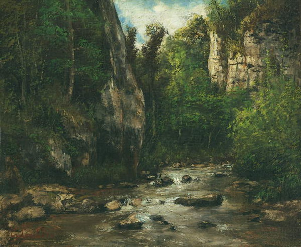 Detail of Paysage proche de Puit Noir pres d'Ornans, after 1872 by Gustave Courbet