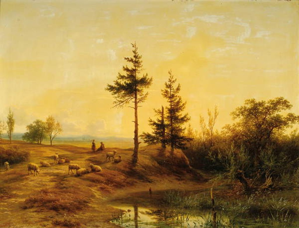 Detail of An extensive heath landscape by Cornelis Lieste