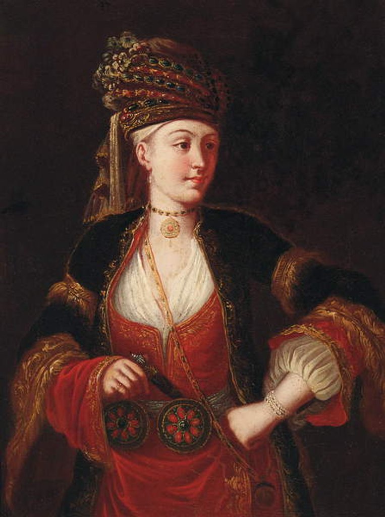 Detail of A lady by Jean Baptiste Vanmour