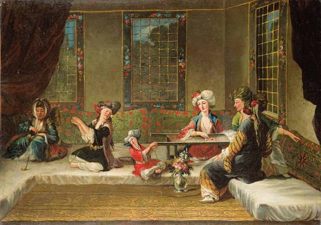 Detail of Armenian women embroidering in an interior by Jean Baptiste Vanmour