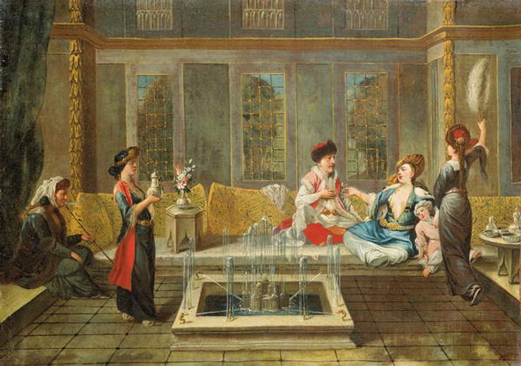 Detail of Armenian interior with a sultan and his favourite by Jean Baptiste Vanmour