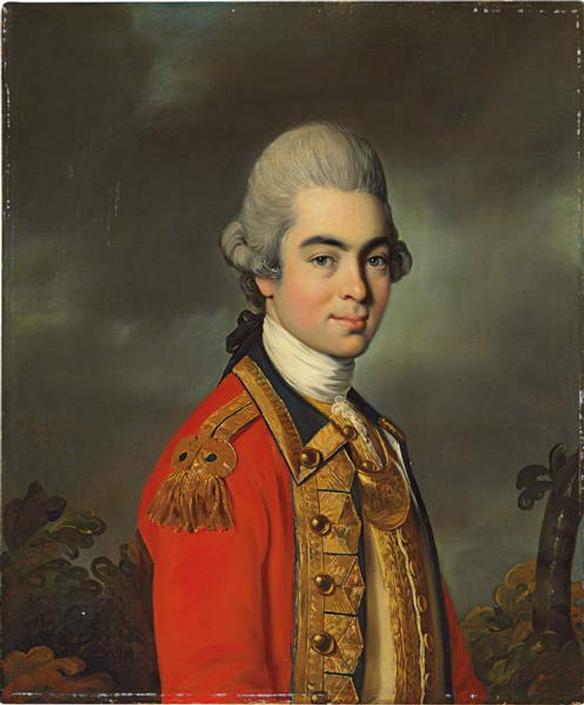 Detail of Portrait of Lieutenant General Sir James Duff, half-length, in military uniform, 1771 by John Russell