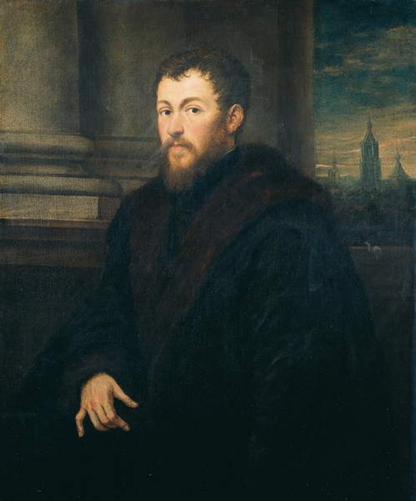 Detail of Portrait of a gentleman by Jacopo Robusti Tintoretto