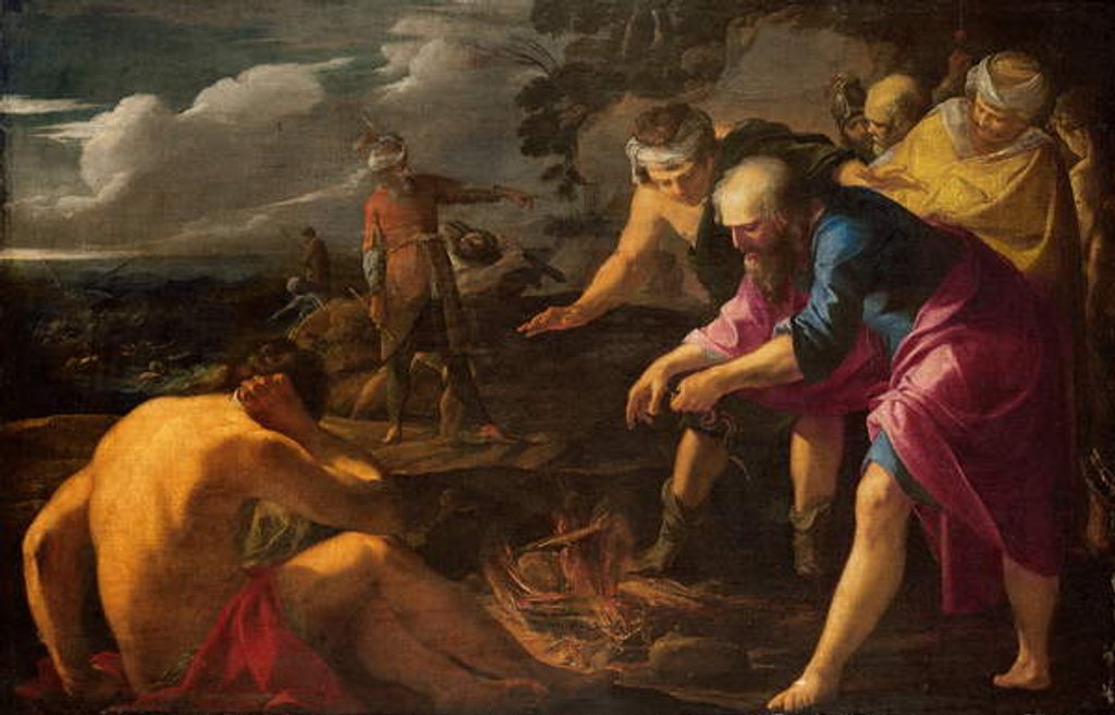 Detail of Saint Paul Shipwrecked on Malta by Laurent de La Hire or La Hyre
