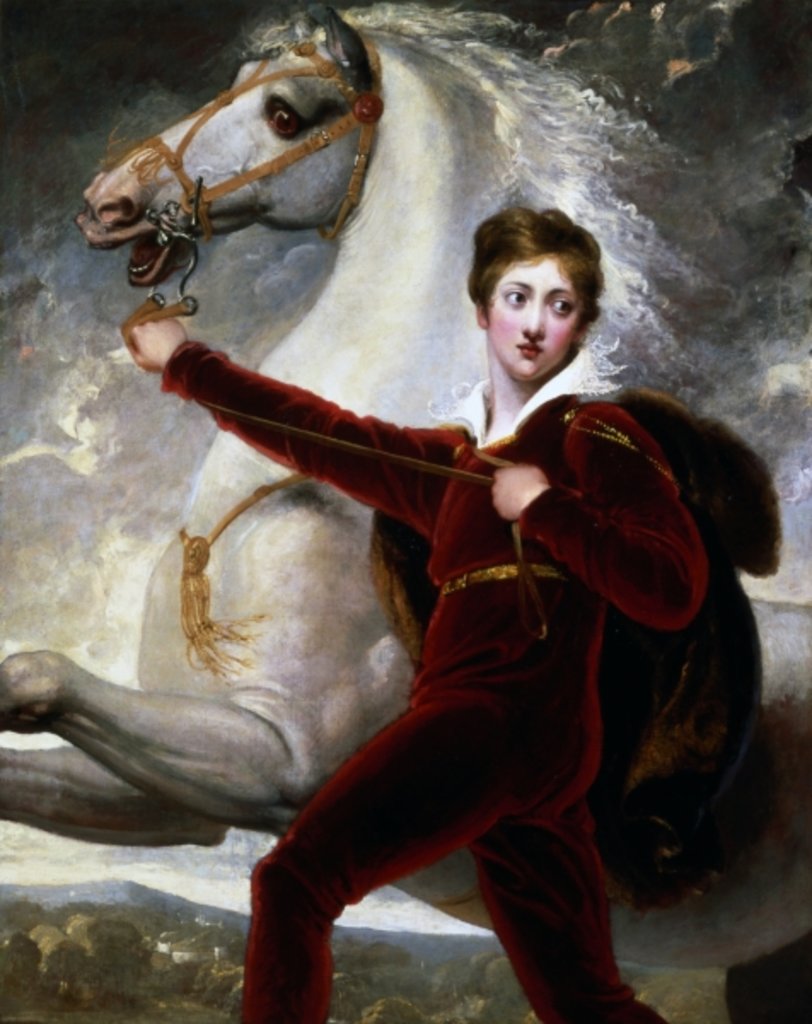 Detail of Portrait of a boy in red velvet suit by Thomas Stothard