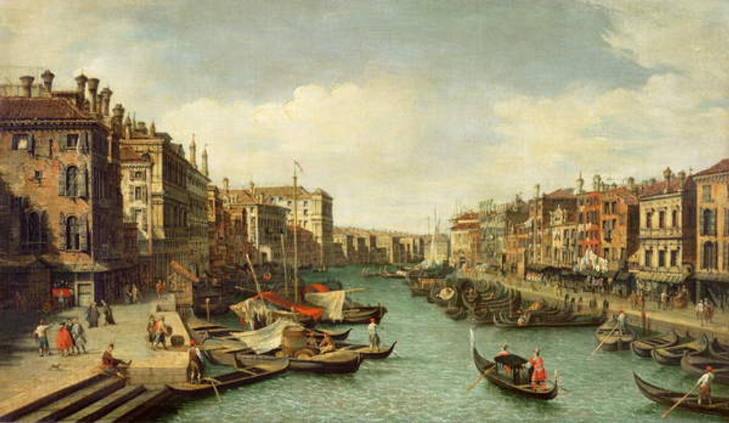 Detail of The Grand Canal near the Rialto Bridge, Venice, c.1730 by (1697-1768) Canaletto