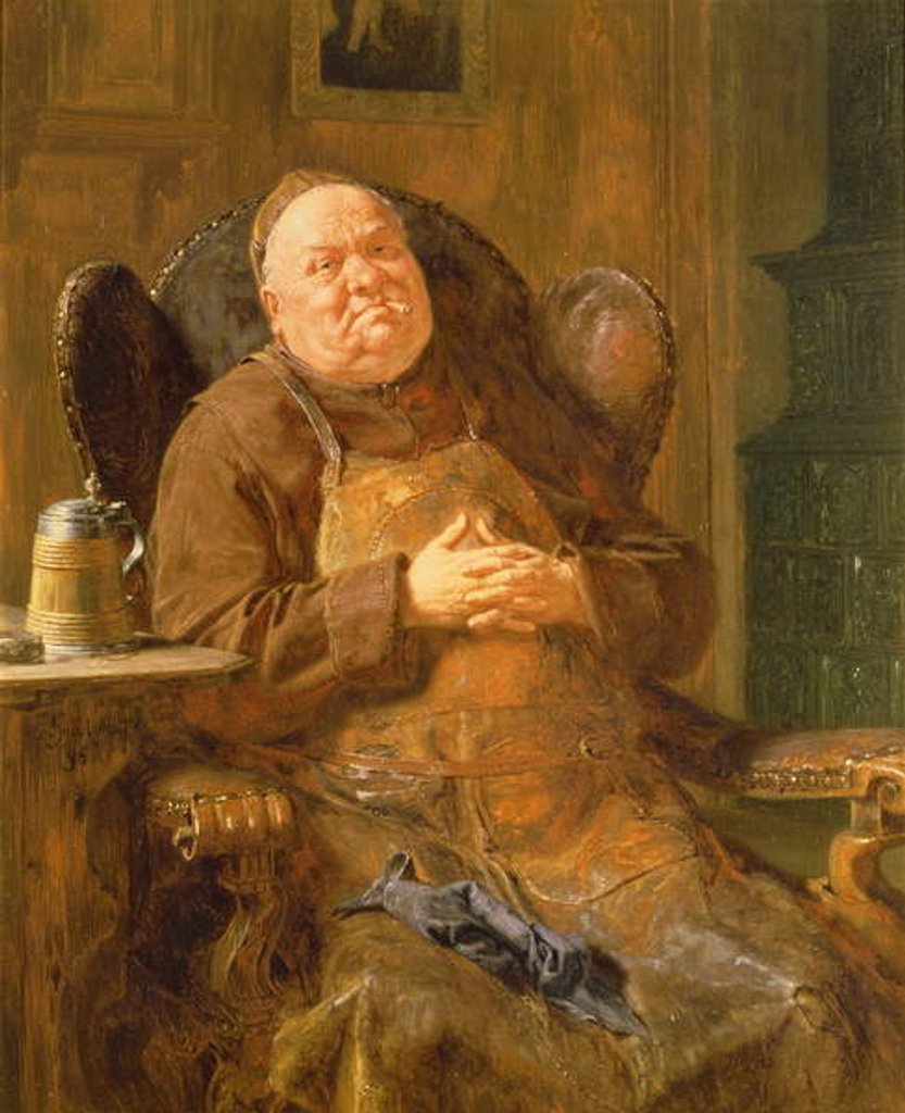 Detail of A Quiet Smoke, 1895 by Eduard von Grutzner