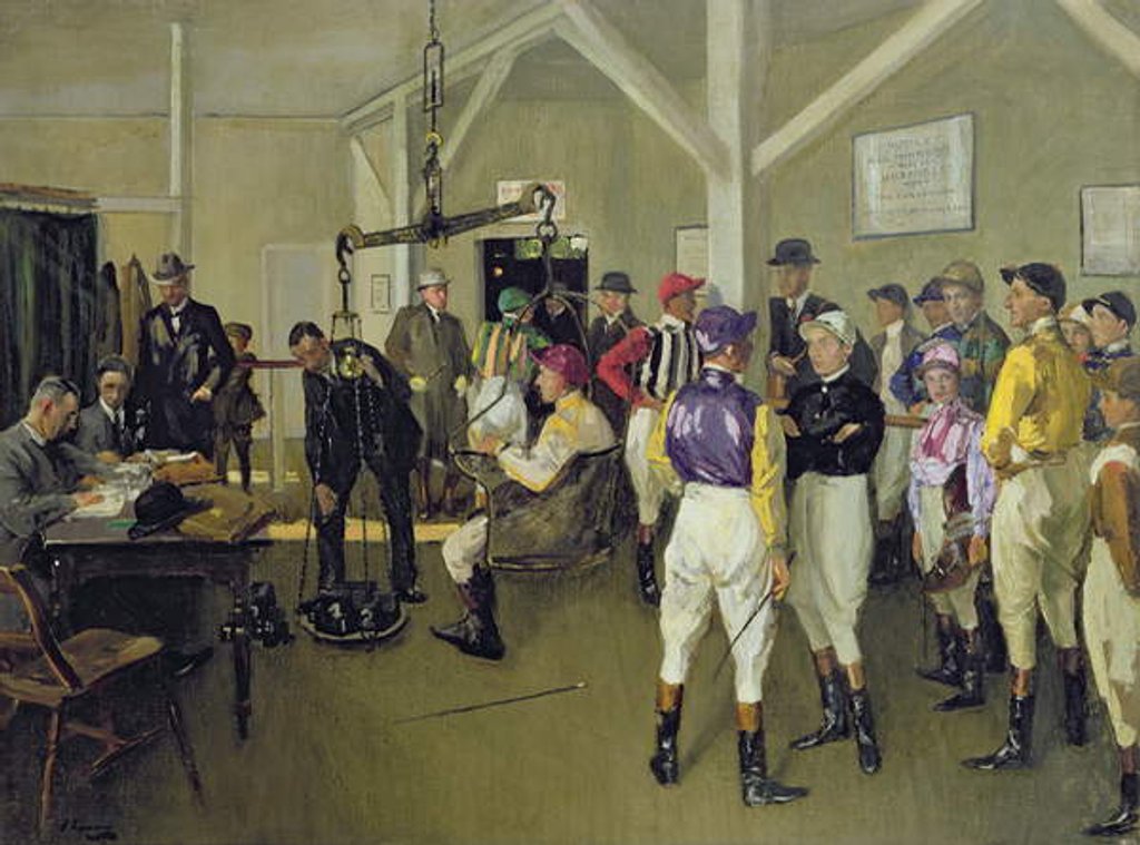 Detail of The Weighing-in Room, Hurst Park, 1924 by John Lavery