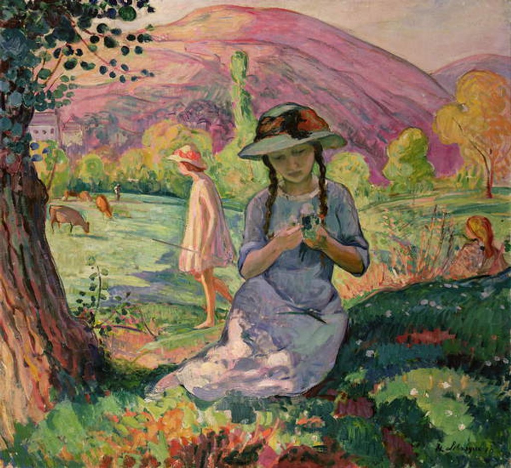 Detail of Young Girl picking Flowers, 1910 by Henri Lebasque