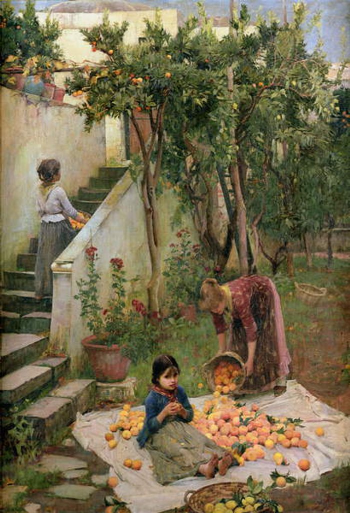 Detail of The Orange Gatherers, ca. 1890 by John William Waterhouse