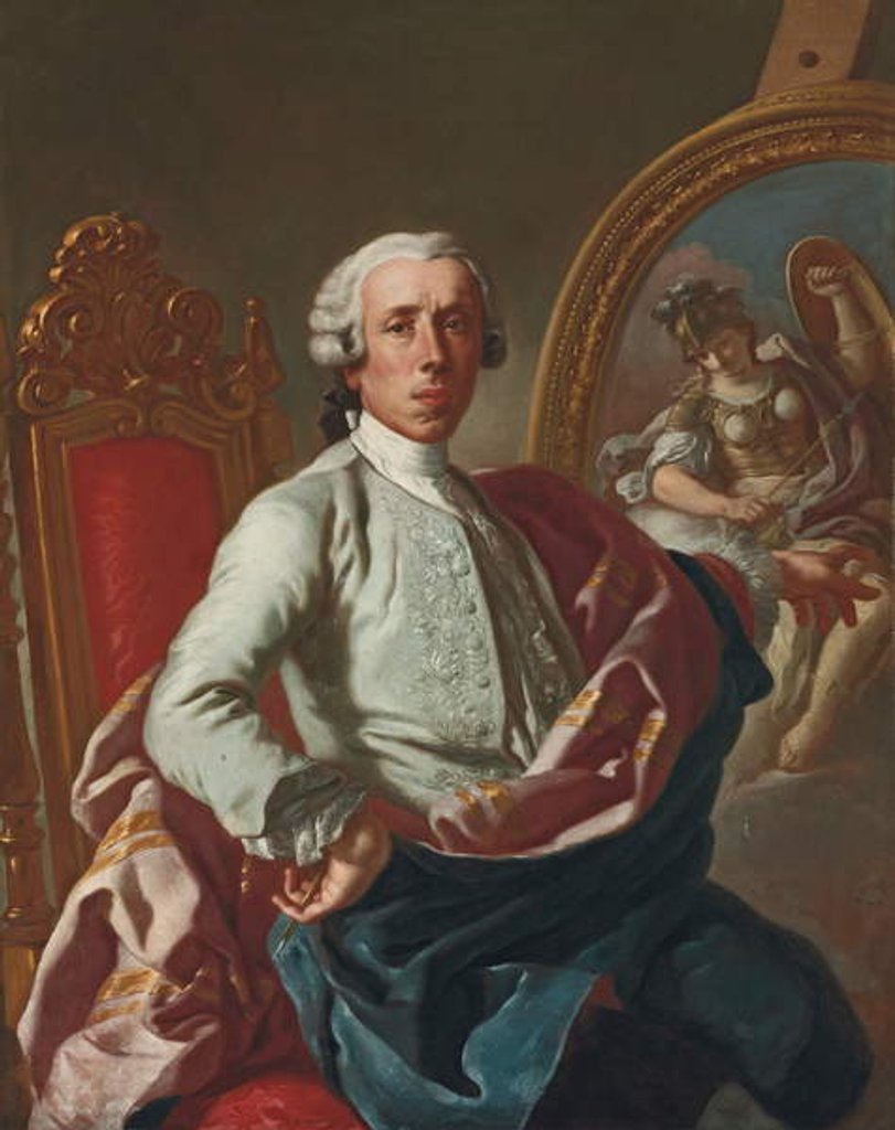 Detail of Portrait of the artist by Francesco de Mura