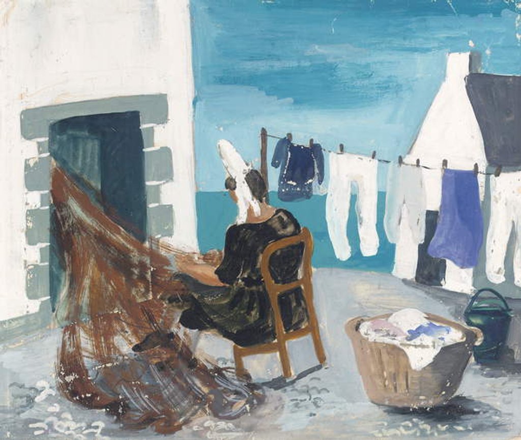 Detail of Mending Nets, Tréboul, c.1930 by Christopher Wood