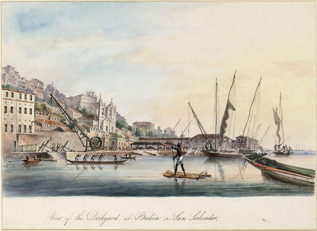 Detail of View of the Dockyard, at Bahia or San Salvador by Thomas L. Hornbrook