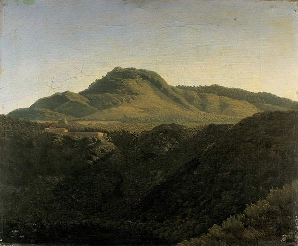 Detail of A View of the Roman Campagna, with Lake Nemi by Jean Joseph Xavier Bidauld