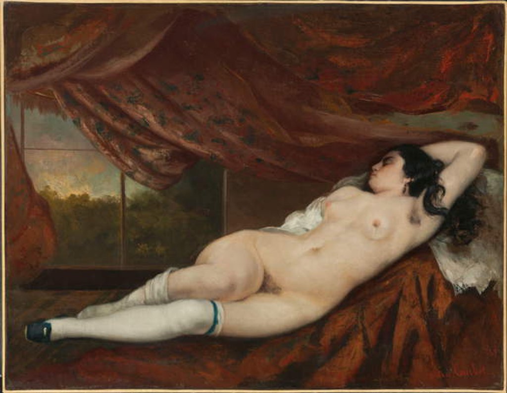 Detail of Reclining female nude, 1862 by Gustave Courbet