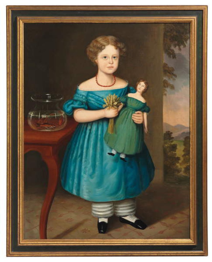 Detail of Portrait of Amy Philpot in a Blue Dress with Doll and Goldfish by Joseph Whiting Stock