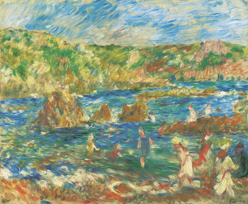 Detail of Enfants sur la plage Guernsey, c.1883 by Pierre Auguste Renoir