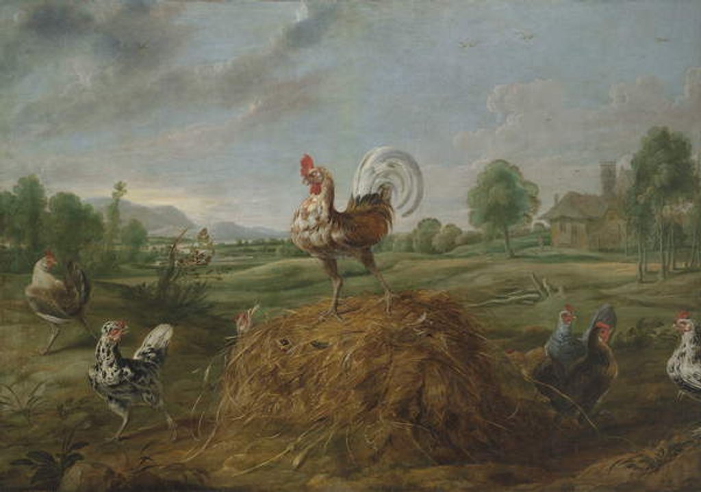 Detail of The Cock and The Pearl by Frans (studio of) Snyders