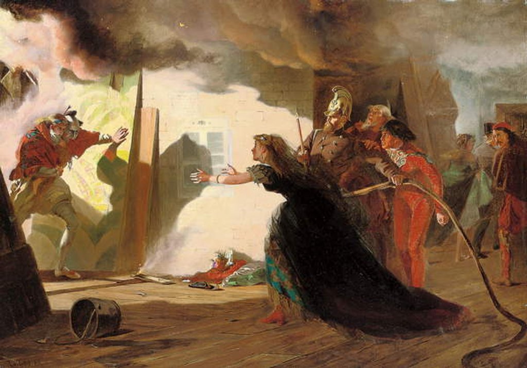 Detail of Fire at the theatre by Laslett John Pott