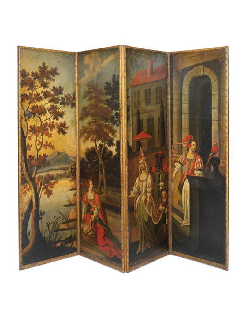 Detail of Four-fold double-sided screen, c.1700 by Anglo-Flemish School