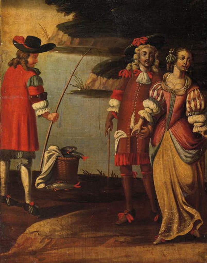 Detail of Four-fold double-sided screen, c.1700 by Anglo-Flemish School