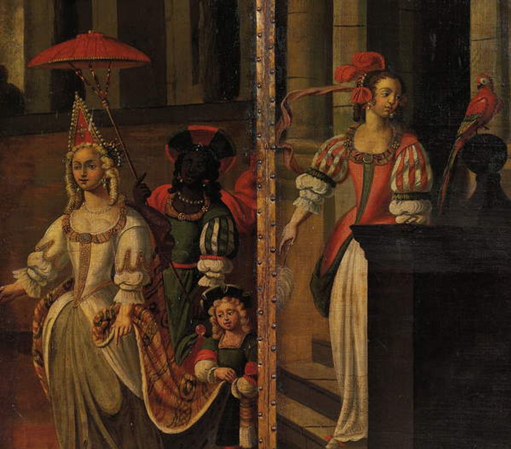 Detail of Four-fold double-sided screen, c.1700 by Anglo-Flemish School