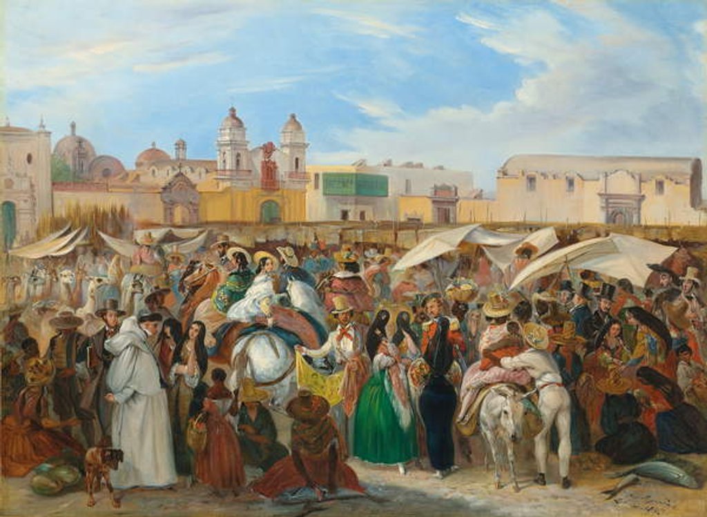 Detail of The Independencia Market, Lima, 1843 by Johann Moritz Rugendas