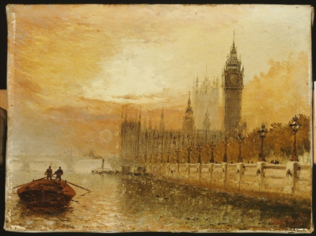 Detail of View of Westminster from the Thames by Claude T. Stanfield Moore