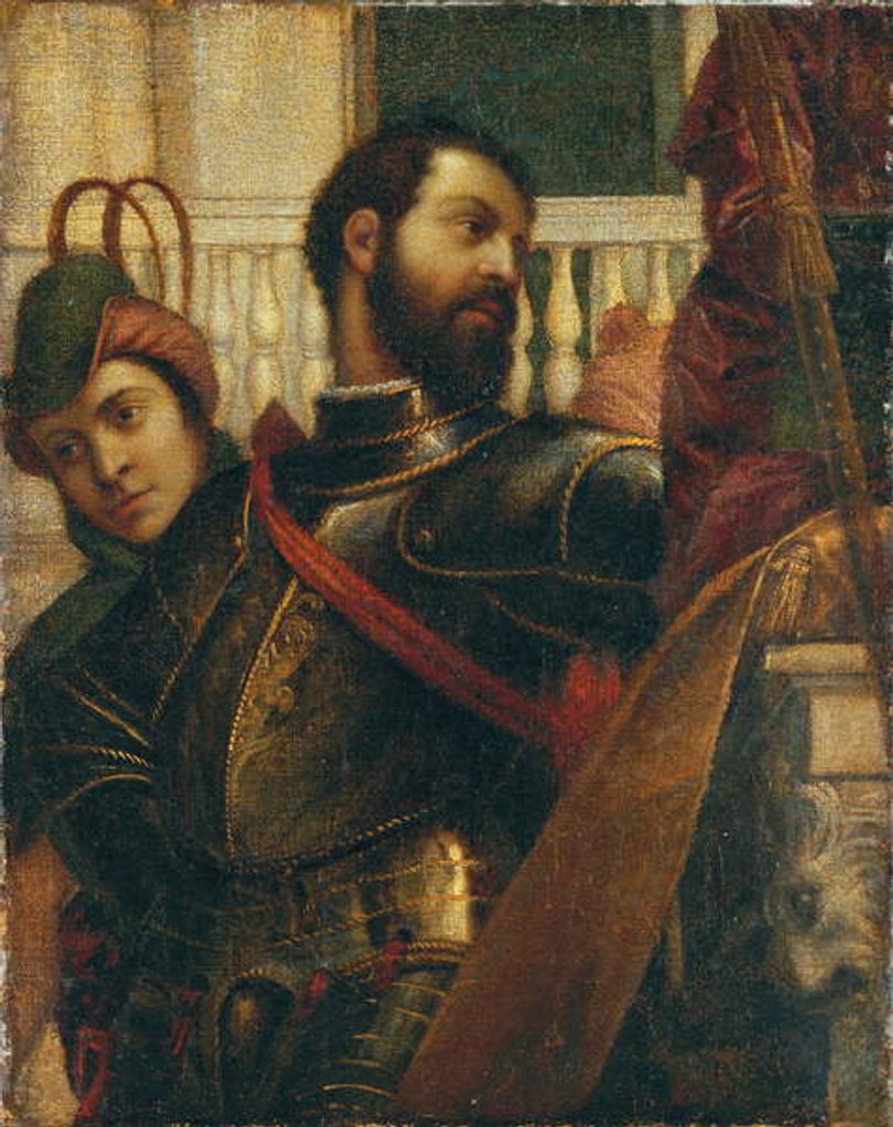 Detail of A knight and his page: a fragment by (1528-88) (attr. to) Veronese