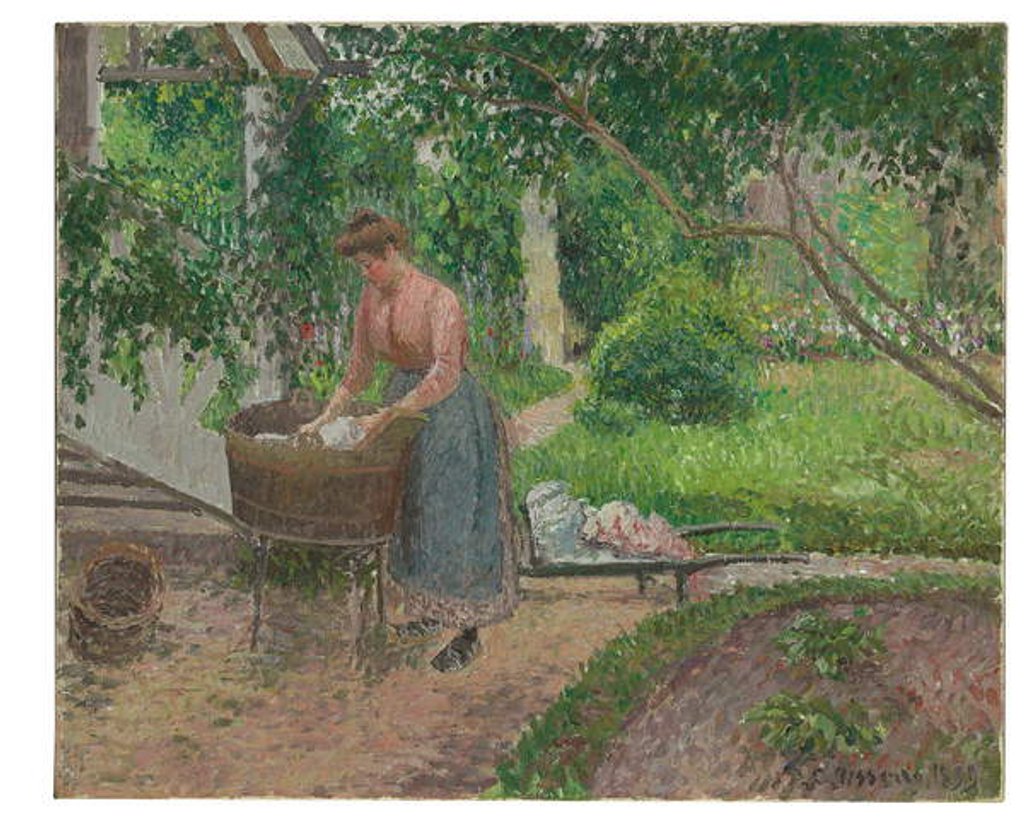 Detail of Washerwoman in the garden of Eragny, 1899 by Camille Pissarro