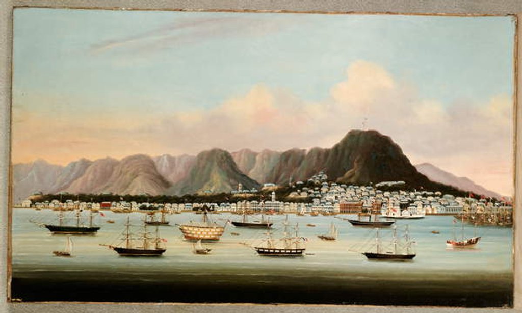 Detail of A View of Victoria, Hong Kong, with the Hulk H.M.S Princess Charlotte and American, British and French Shipping, c.1862 by School Chinese