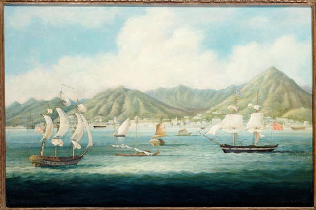 Detail of A View of Victoria, Hong Kong with British Ships and other Vessels, c.1850 by School Chinese