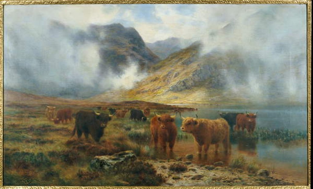 Detail of By Loch Treachlan, Glencoe, Morning Mists, 1907 by Louis Bosworth Hurt