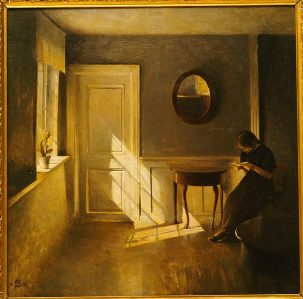 Detail of A Girl Reading in an Interior by Peter Vilhelm Ilsted