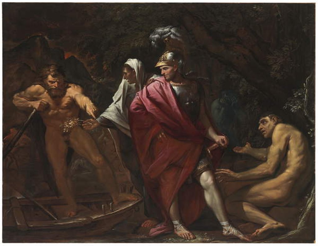 Detail of Aeneas and the Cumaean Sibyl presenting the Golden Bough to Charon by Pietro (1611-50) Testa