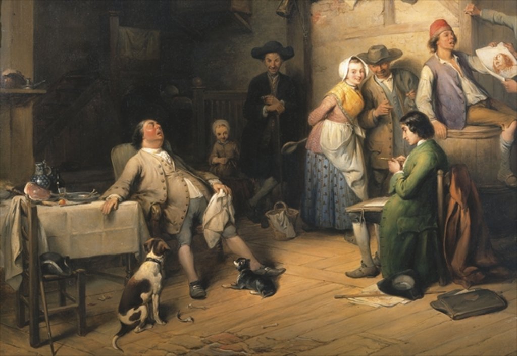 Detail of Pris en Plein Sieste, 1842 by Jean-Baptiste Madou