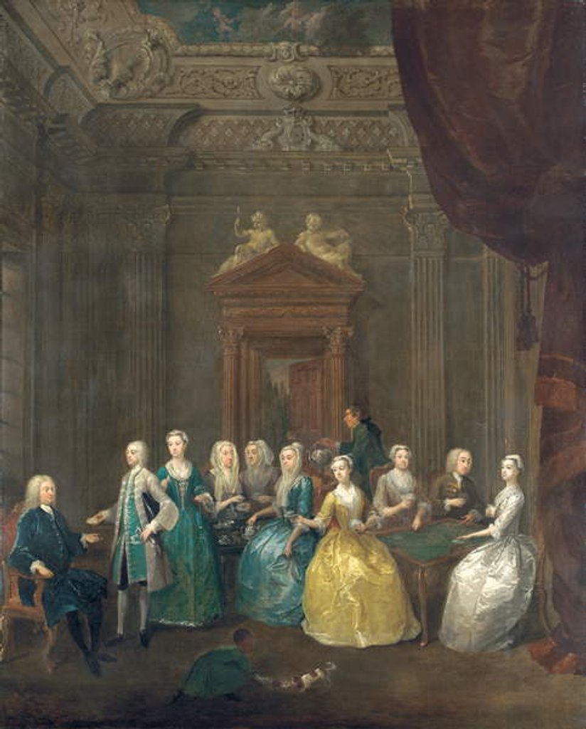 Detail of Portrait of the Porten family taking tea in a lavish interior by Gawen Hamilton