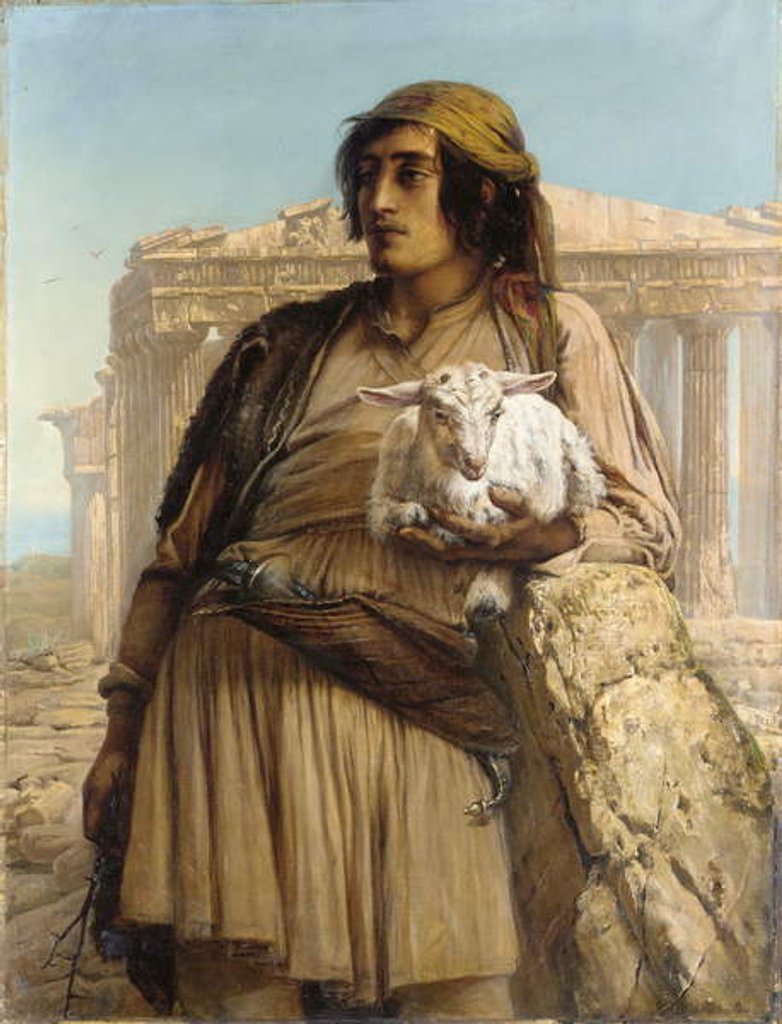Detail of A Shepherd Boy standing before the Parthenon by Elisabeth Maria Anna Jerichau-Baumann