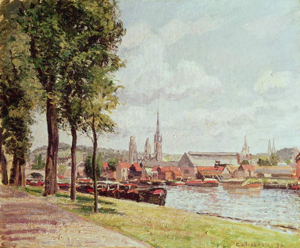 Detail of Cours La Reine, Rouen, 1890 by Camille Pissarro