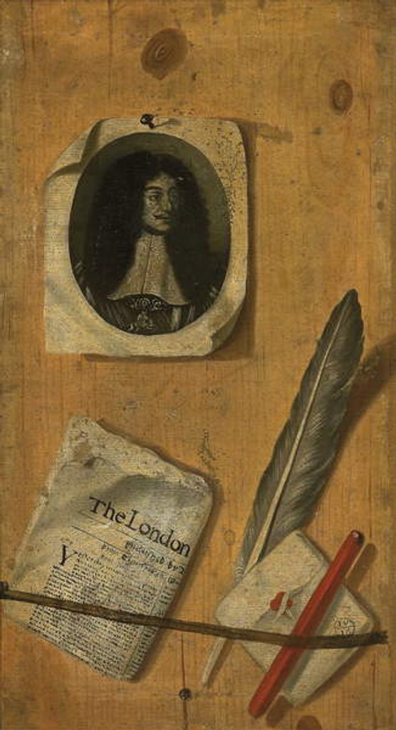 Detail of A trompe-l'oeil letter rack by Edwaert Colyer or Collier