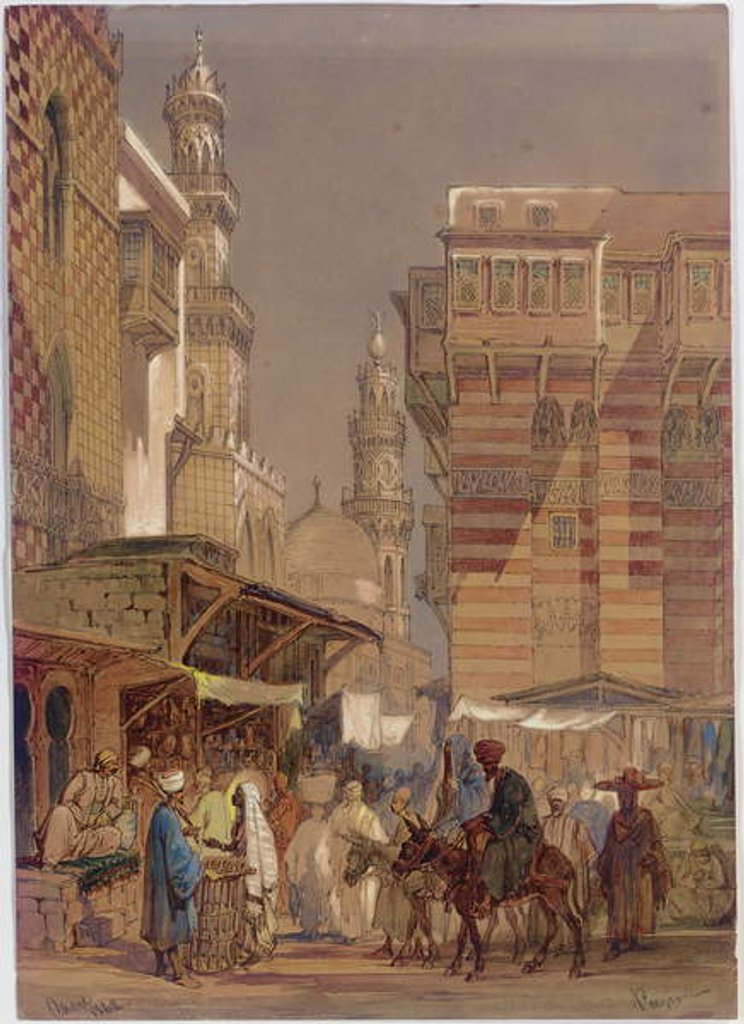 Detail of Market Day on the Mu'izz id-Din li-Lah, old Cairo, 1862 by Amadeo Preziosi