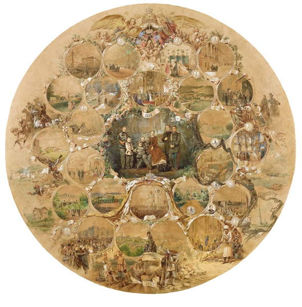 Detail of Montage marking the occasion of the Emperor Alexander II's Silver Wedding Jubilee, 1866 by Mihaly von Zichy