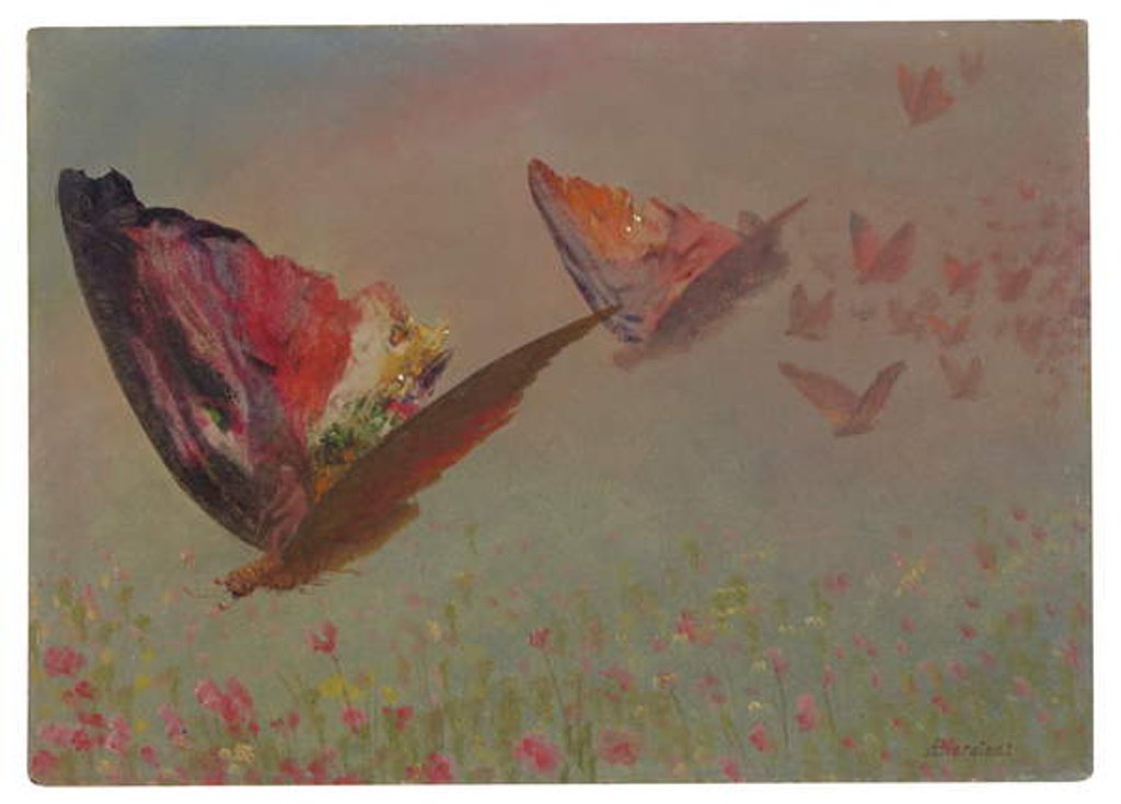 Detail of Butterflies with Riders by Albert Bierstadt