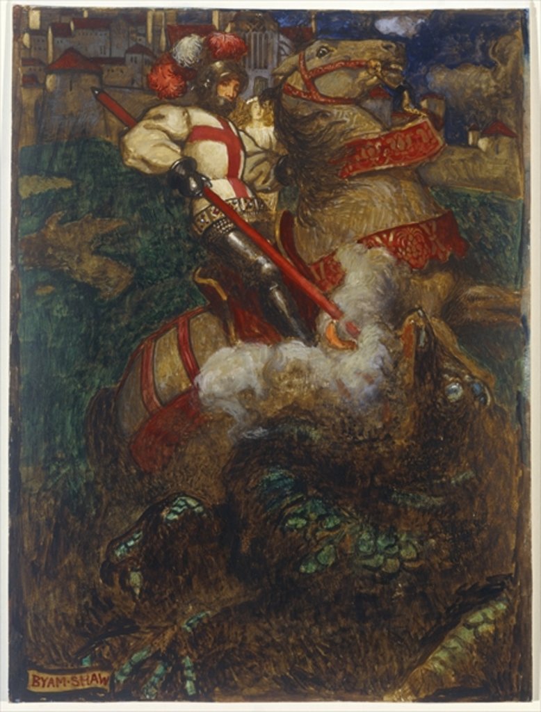 Detail of St. George slaying the dragon, 1908 by John Byam Liston Shaw