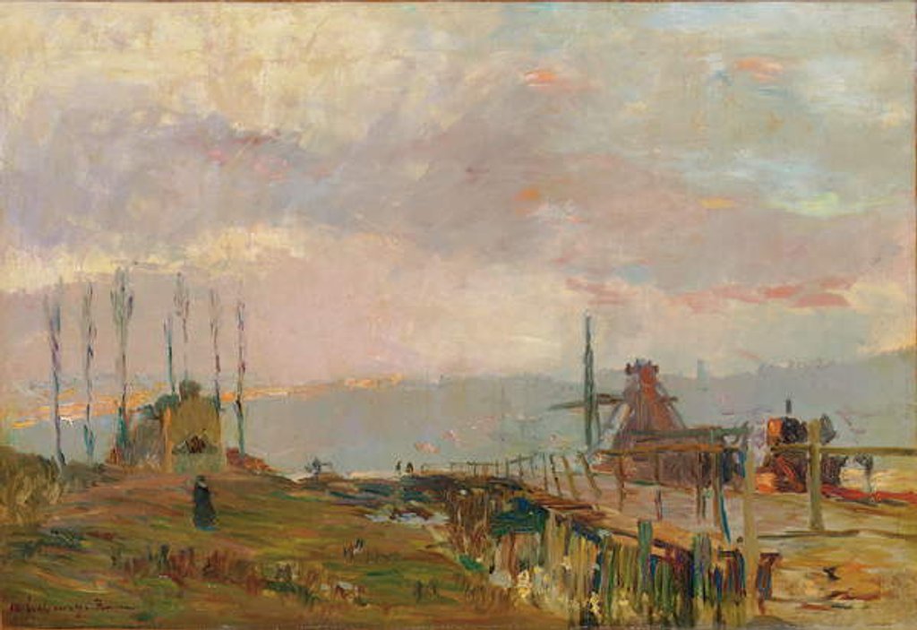 Detail of Le pont rustique pres de Rouen by Albert-Charles Lebourg