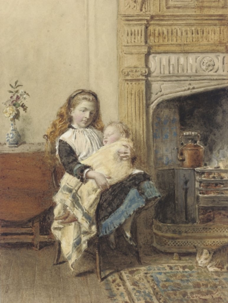 Detail of Minding Baby, 1896 by George Goodwin Kilburne