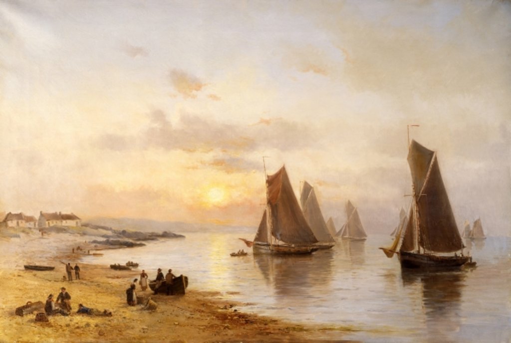 Detail of When the Boats Come Home, Skerries Beach, Evening, 1889 by Alexander Williams