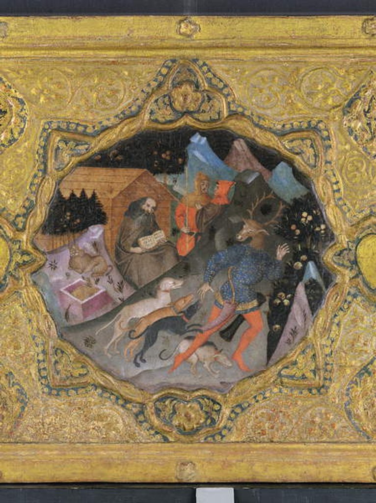 Detail of Detail from The Story of Diana and Actaeon, with Saint Jerome: a cassone panel by Francesco di Michele