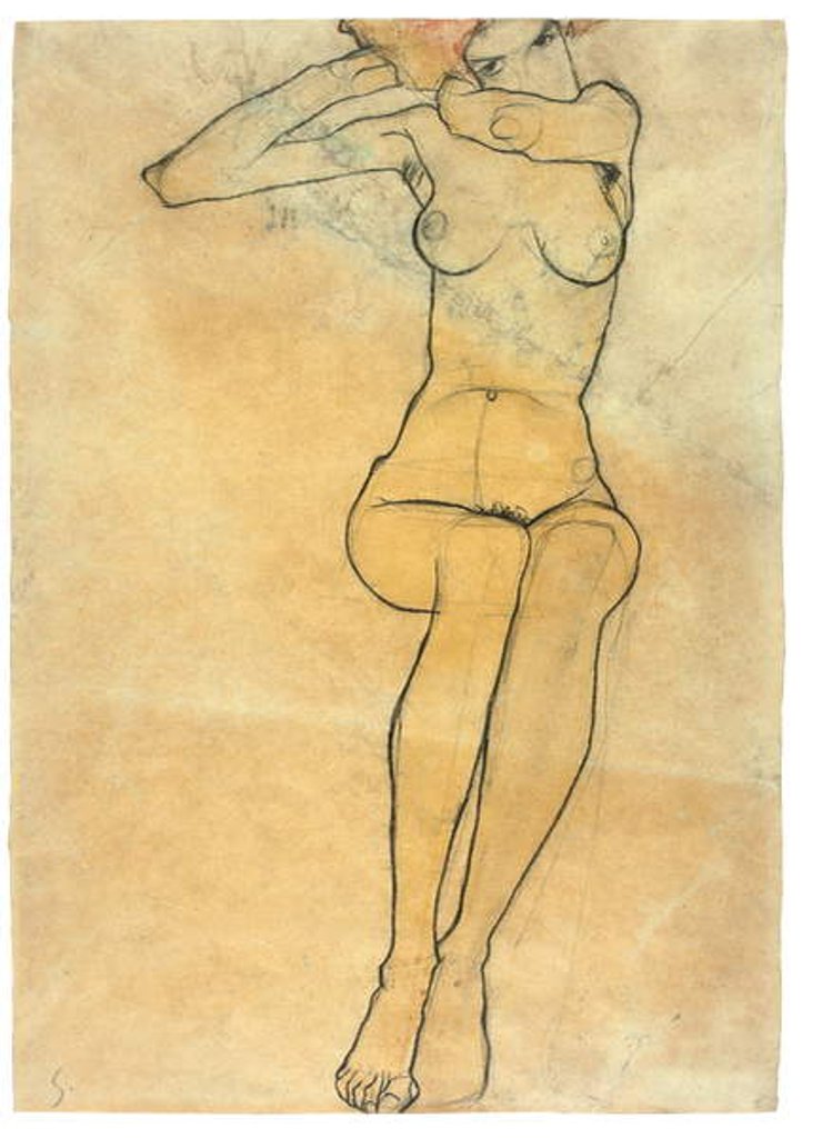 Detail of Seated nude, 1910 by Egon Schiele