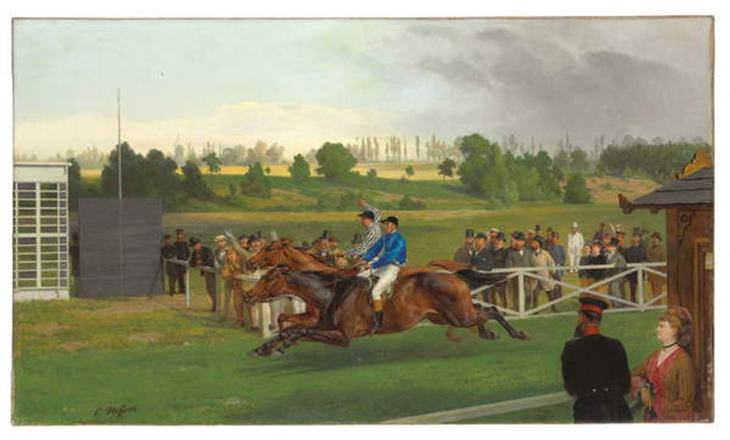Detail of The Finish, Hoppegarten, Berlin, 15 June 1873, 1874 by Carl Constantin Steffeck